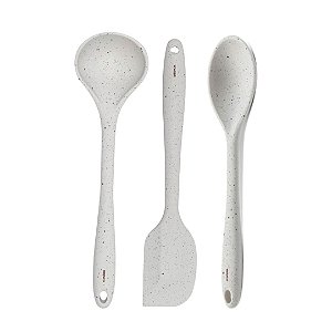 Jogo de Utensílios Cozinha Brinox Silicone Conjunto Kit 3 Peças Vanilla