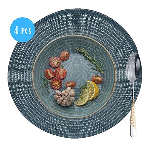 Jogo Americano 4 Lugares Redondo Sousplat Mesa Posta Cozinha Jantar 38cm