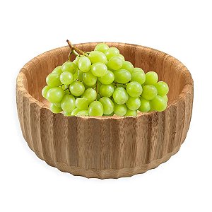 Bowl Tigela Canelado de Bambu Cumbuca Vasilha 22cm Saladeira Oikos