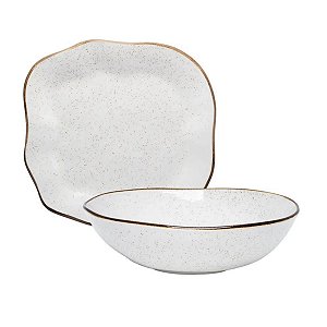Jogo Kit Servir Travessa e Saladeira Bowl 2pcs Baixelas Ryo Maresia Oxford
