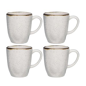 Jogo Kit 4 Canecas Xicara Tulipa de Porcelana Chá Café 380ml Ryo Maresia Oxford