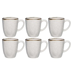 Jogo Kit 6 Canecas Xicara Tulipa de Porcelana Chá Café 380ml Ryo Maresia Oxford
