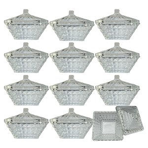 Kit 12 Potiche Mini Bomboniere de Vidro Lembrancinha Batizado C/Tampa Decorativo
