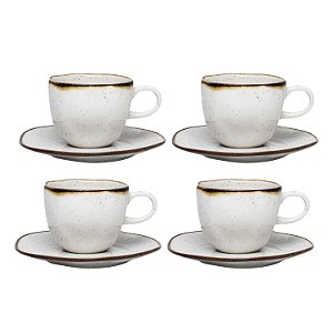 Jogo de Xicaras Chá Café Com Pires 4pcs Porcelana Ryo Maresia 220ml Oxford