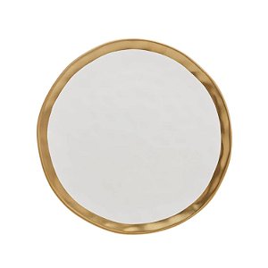 Prato Raso Refeição de Porcelana Dubai Luxo Dourado 25cm Wolff