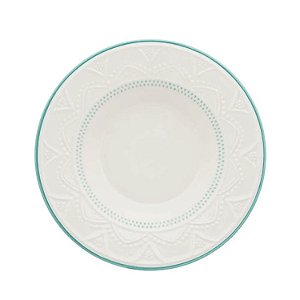Prato Fundo de Cerâmica Branco 23cm Refeição Oxford Serena Sky