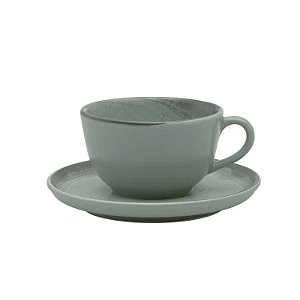 Xicara de Chá Café Com Pires Cerâmica 200ml Oxford Flat Pacifico