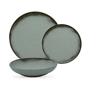Jogo de Pratos Kit 24 Peças Oxford Cerâmica Flat Pacifico
