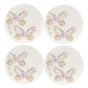 Jogo de Pratos Sobremesa Kit 4pcs Cerâmica 20cm Oxford Unni Jardim Secreto