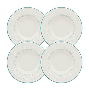 Jogo de Prato Fundo 23Cm Kit 4pcs Cerâmica Serena Oxford Conjunto Mesa Posta