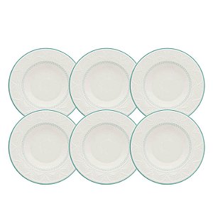 Jogo de Prato Fundo 23Cm Kit 6pcs Cerâmica Serena Oxford Conjunto Mesa Posta