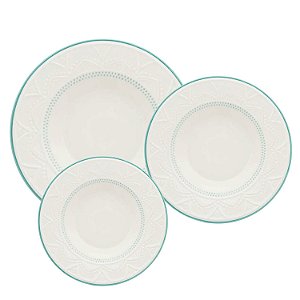 Jogo de Pratos Kit 18 Peças Aparelho Jantar Oxford Cerâmica Sky
