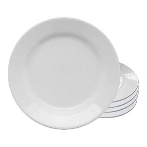 Jogo de Pratos Fundo Porcelana Kit 4pcs Branco Liso 21,5cm Oxford Donna