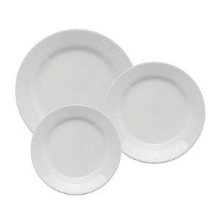 Jogo de Pratos Aparelho Jantar Kit 12 Peças Oxford Porcelana Branco Liso Donna