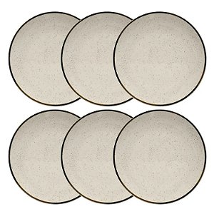 Jogo de Pratos Cerâmica Sobremesa Kit 6pcs 20cm Oxford Rustico Unni Brisa