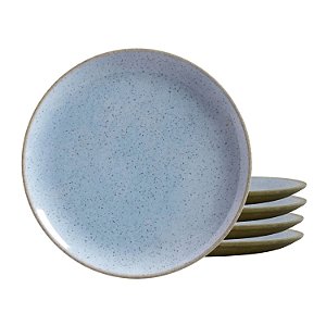 Jogo De Pratos Fundo Cerâmica Kit 4pcs 25cm Maldivas Alleanza Azul