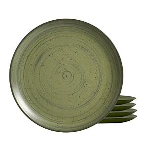 Jogo De Pratos Sobremesa Cerâmica Kit 4 Peças 20cm Kya Olive Alleanza Rustico