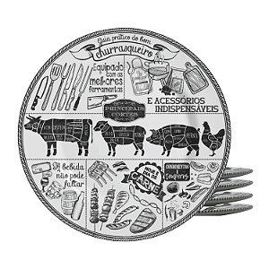 Jogo De Pratos Raso Cerâmica 29cm Kit 4pcs Para Churrasco Gourmet Alleanza
