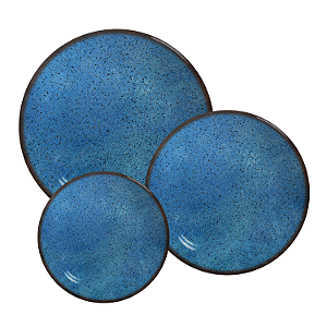 Jogo de Pratos Aparelho Jantar Kit 18 Peças Egito Alleanza Cerâmica Azul