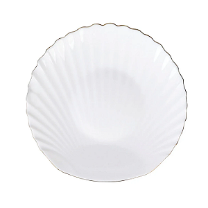 Prato De Sobremesa Branco Concha 20cm Borda Dourada Gold Rim