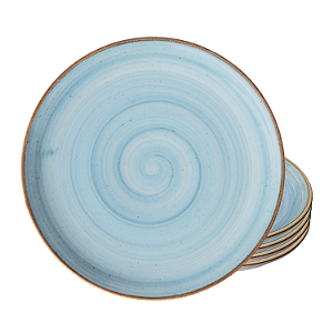 Jogo De Pratos Sobremesa Cerâmica 21cm Kit 4pcs Decorada Rustico Caoba Corona
