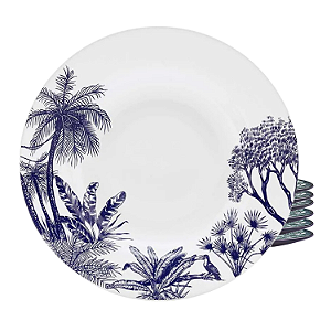 Jogo De Pratos Fundo Porcelana 23,5cm Kit 6 Peças Oxford Toile de Jouy