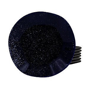 Jogo De Pratos Raso Kit 6 Peças Porcelana Ryo Safira 27,5cm Oxford Azul Marinho