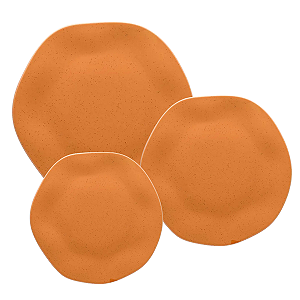 Aparelho De Jantar Jogo Pratos Porcelana Kit 18 Peças Ryo Papaya Oxford Laranja