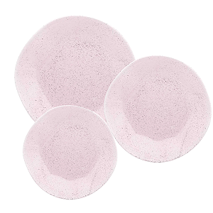 Aparelho De Jantar Jogo Pratos Porcelana Kit 12 Peças Pink Sand Oxford Rosa