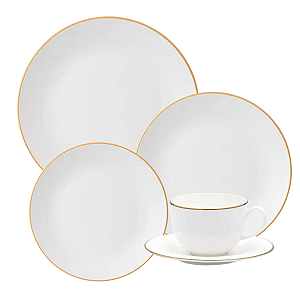 Aparelho Jogo De Jantar Porcelana Completo 24 Peças Borda Dourada Legacy Gold