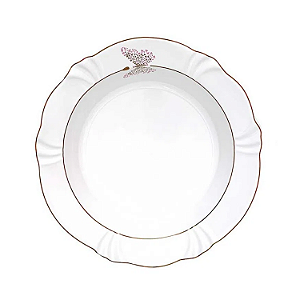 Prato Fundo Porcelana Luxo Borda Dourada 24cm Borboleta Mesa Posta Soleil Encantada