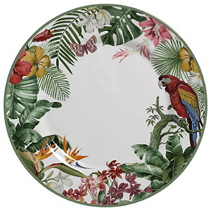 Prato Raso Jantar Cerâmica 29cm Refeição Paradiso Alleanza Tropical