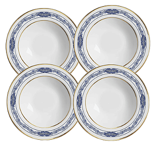 Jogo De Pratos Fundo Cerâmica 25cm Kit 4 Peças Sopa Xandai Azul Alleanza Luxo
