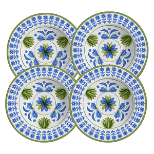 Jogo De Pratos Fundo Cerâmica 25cm Kit 4 Peças Sopa Naples Alleanza Florido