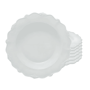Jogo De Pratos Raso Kit 6 Peças Porcelana 27cm Refeição Fancy Wolff Branco Jantar