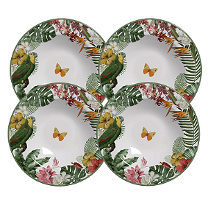 Jogo De Pratos Fundo Cerâmica 25cm 4 Peças Paradiso Alleanza