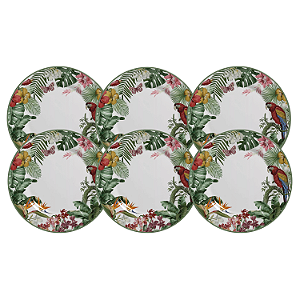 Jogo De Pratos Raso Jantar Cerâmica 29cm Kit 6 Pecas Refeição Paradiso Alleanza Tropical