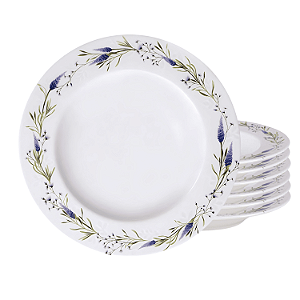 Jogo De Pratos Fundo 23cm Kit 6 Peças Porcelana Decorada Lilla Tramontina Massas