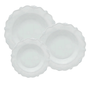 Aparelho De Jantar Jogo Pratos Kit 18 Peças Porcelana Branco Fancy Wolff