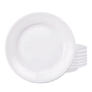 Jogo 6 Pratos Raso Tramontina 24cm Porcelana Branco Restaurante Buffet Hotel Bar Refeição