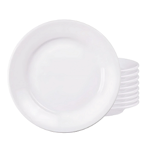 Jogo 8 Pratos Raso Tramontina 24cm Porcelana Branco Restaurante Buffet Hotel Bar Refeição