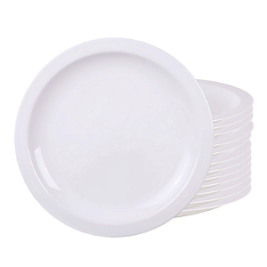 Jogo 12 Pratos Sobremesa Tramontina 21cm Porcelana Branco Restaurante Buffet Hotel Bar