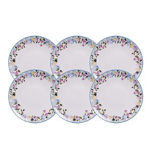 Jogo De Pratos Raso Refeição Kit 6 Peças Porcelana 25cm Aura Tramontina Jantar