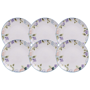 Jogo Pratos De Sobremesa Kit 6 Peças Porcelana 19cm Aura Tramontina