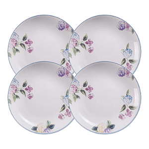 Jogo De Pratos Fundo Kit 4 Peças Porcelana 21cm Aura Tramontina