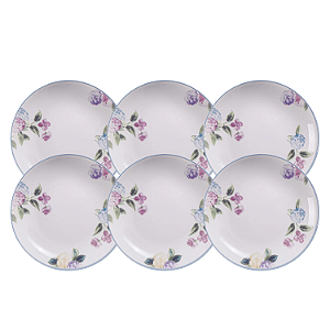 Jogo De Pratos Fundo Kit 6 Peças Porcelana 21cm Aura Tramontina