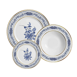 Aparelho De Jantar Jogo Pratos Kit 18 Peças Cerâmica Xangai Azul Alleanza