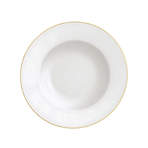 Prato Fundo 23cm Tramontina Elisa Borda Dourada Porcelana Luxo