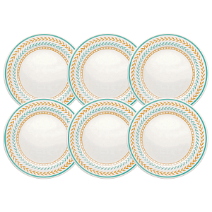 Jogo De Pratos Rasos Jantar Refeição Kit 6 Peças 24cm Cerâmica Louros Biona Oxford