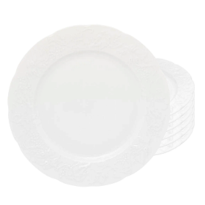 Jogo De Pratos Rasos Jantar Kit 6 Peças 27cm Branco Porcelana Limoges Vendange